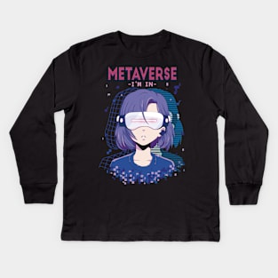 Metaverse gaming Girl - Funny Gamer Girl Gift Kids Long Sleeve T-Shirt